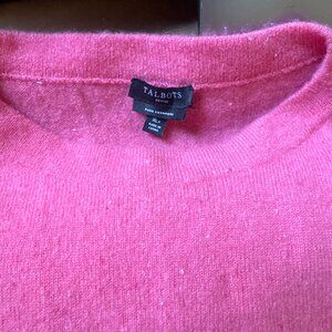 Talbots Pure Cashmere Sweater Petite XLP Bright Pink Crewneck 100% Cashmere